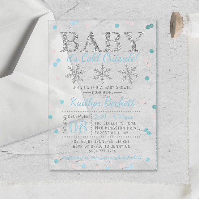 Baby Es ist kalte Outside Boys Winter Baby Dusche Acryleinladungen (Von Creator hochgeladen)