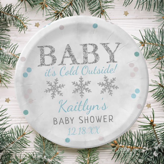 Baby Es ist kalte Outside Boys Winter Baby Dusche Pappteller (Von Creator hochgeladen)
