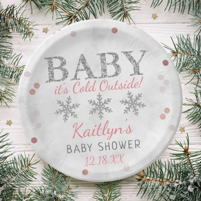 Baby Es ist kalte Outside Boys Winter Baby Dusche Pappteller (Von Creator hochgeladen)