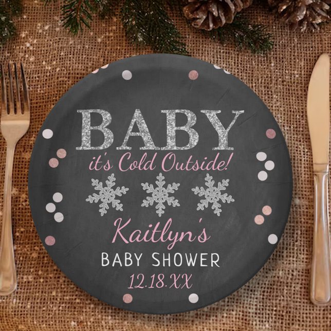 Baby Es ist kalte Outside Boys Winter Baby Dusche Pappteller (Von Creator hochgeladen)