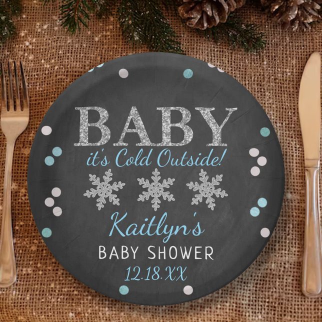 Baby Es ist kalte Outside Boys Winter Baby Dusche Pappteller (Von Creator hochgeladen)