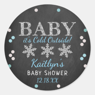 Baby Es ist kalte Outside Boys Winter Baby Dusche Runder Aufkleber