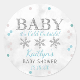 Baby Es ist kalte Outside Boys Winter Baby Dusche Runder Aufkleber