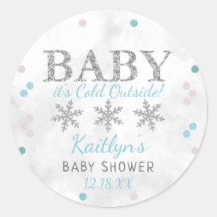 Baby Es ist kalte Outside Boys Winter Baby Dusche Runder Aufkleber