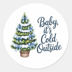 Baby, es ist kalte Outside Winter Boy Baby Dusche Runder Aufkleber