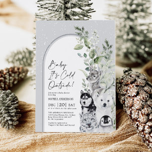 Baby Es ist kalte Outside Winter Tiere Baby Dusche Einladung