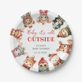 Baby Es ist kalte Outside Winter Tiere Baby Dusche Pappteller