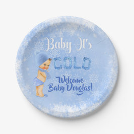 Baby Es ist kalte Schneeflocke Winter Blue Boy Dus Pappteller
