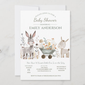 Baby-Esel Unisex-Baby-Shower | Einladung