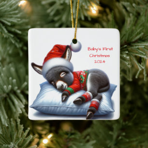 Baby Esel Weihnachtsdekoration Keramikornament