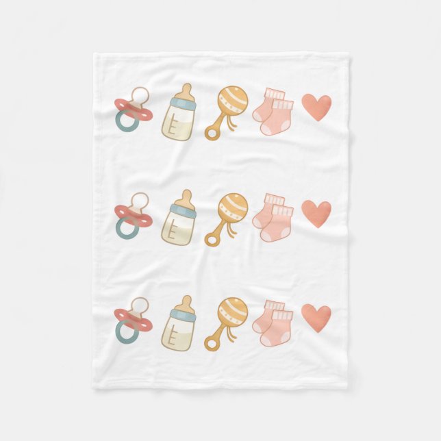 Baby-Essentials-Muster  Fleecedecke (Vorderseite)