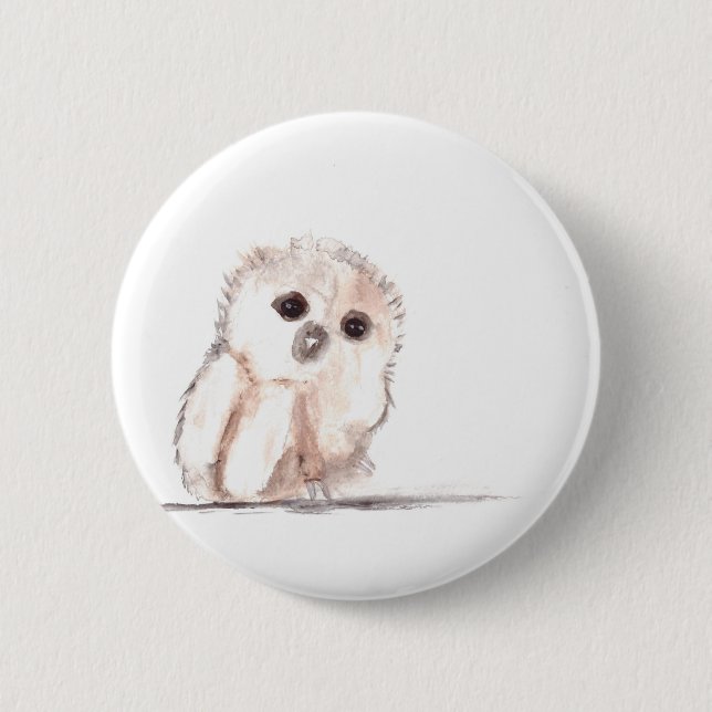 Baby-Eule kleiner Vogel Button (Vorderseite)