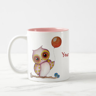 Baby-Eule mit der Ballon-kundengerechten Tasse