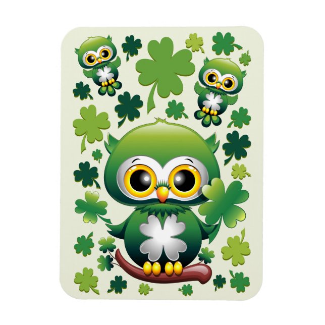 Baby-Eule süße St. Patrick Cartoon Magnet (Vertikal)