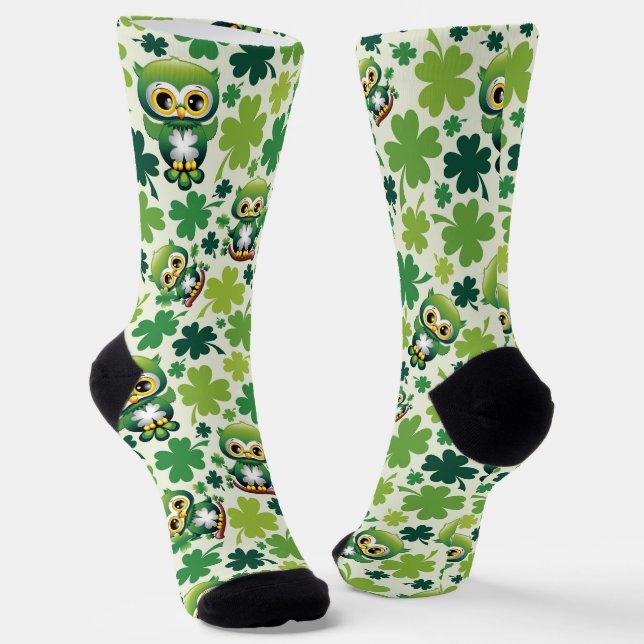 Baby-Eule süße St. Patrick Cartoon Socken (Gewinkelt)