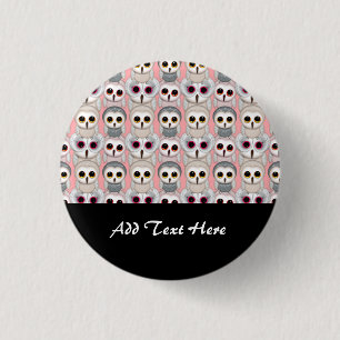 Baby-Eulen auf rosa Muster Button