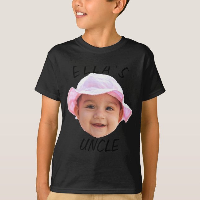 Baby Face Photo Text New Uncle  T-Shirt (Vorderseite)