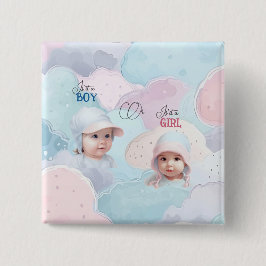 Baby Faces Gender Reveal  Button