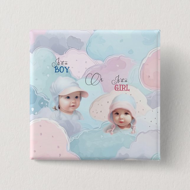 Baby Faces Gender Reveal  Button (Vorderseite)