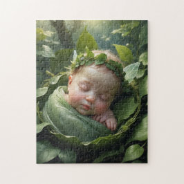 Baby Fairy hat sich in einem Leaf Puzzle
