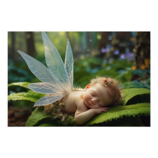 Baby Fairy in Magic Forest Glossy Poster (Vorderseite)