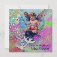 BABY FAIRY MIT HUNDEN IN GLITZERN Gold Pink