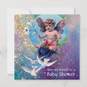 BABY FAIRY MIT HUNDEN IN GLITZERN Pearl Shimmer Einladung