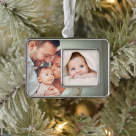 Baby Family First Christmas Foto personalisieren Rahmen-Ornament Silber