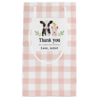 Baby Farm Animals Pink Gingham Kleine Geschenktüte