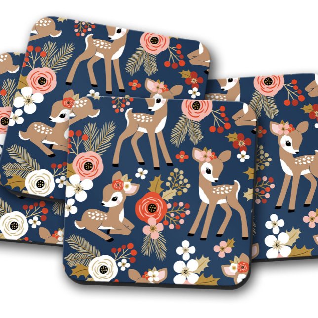 Baby Fawn Christmas | Christmas Cork Untersetzer S (Von Creator hochgeladen)