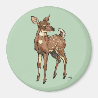 Baby Fawn mit Minzhintergrund Magnet