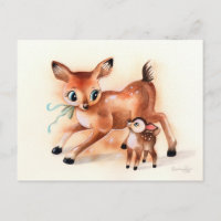 Baby Fawn und Mama Deer Niedlich Kitsch