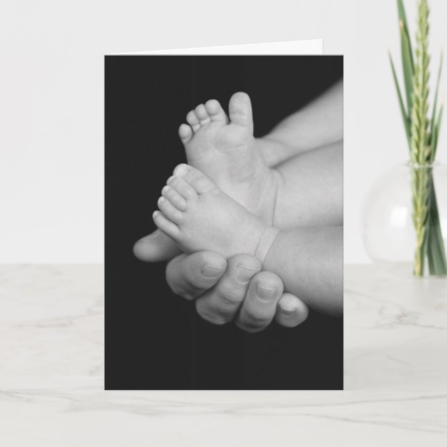 Baby Feet & Daddy's Hand Vatertag Card Karte (Vorderseite)