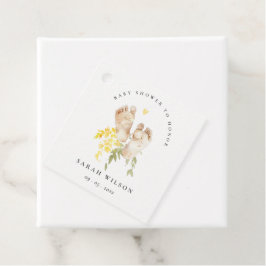 Baby Feet Gelbblütengeschlecht neutrale Babydusche Geschenkanhänger