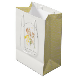 Baby Feet Gelbblütengeschlecht neutrale Babydusche Mittlere Geschenktüte