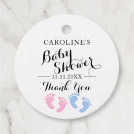 Baby Feet Gender Reveal Pink Blue Baby Shower Geschenkanhänger