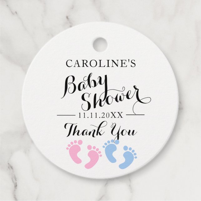Baby Feet Gender Reveal Pink Blue Baby Shower Geschenkanhänger (Vorderseite)