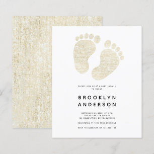 Baby Feet Gold Glitzer Gender Neutral Baby Dusche