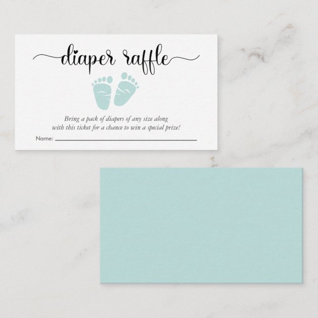 Baby Feet Mint Diaper Raffle Baby Dusche Begleitkarte (Vorne/Hinten)