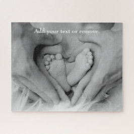 Baby Feet, Vater & Mutter Hände in Herzform. Puzzle