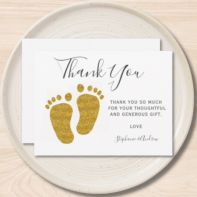 Baby Feet Yellow Glitzer Babydusche Vielen Dank Postkarte (Von Creator hochgeladen)