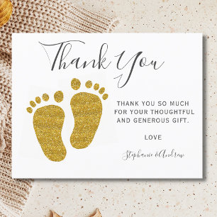 Baby Feet Yellow Glitzer Babydusche Vielen Dank Postkarte