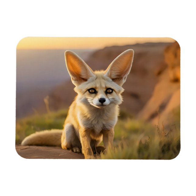 Baby Fennec Fuchs auf Klippe Magnet (Horizontal)