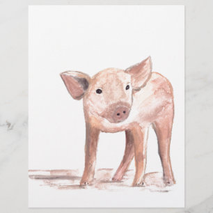 Baby-Ferkel-Schwein-Wasserfarbe-Farm-Landwirt-Kind