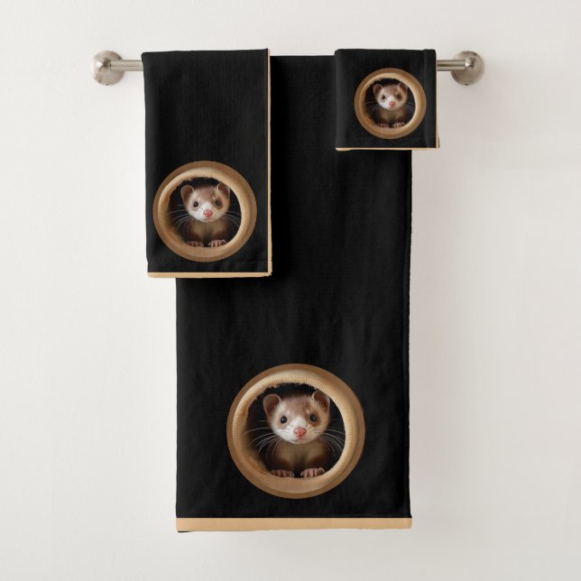 Baby Ferret Face - Niedlich Ferrets Badhandtuch Set (Insitu)