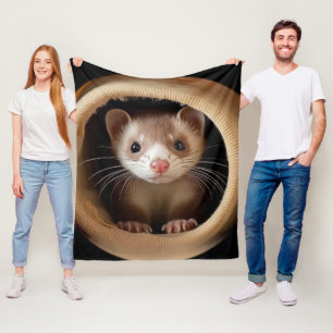 Baby Ferret Face - Niedlich Ferrets Fleecedecke