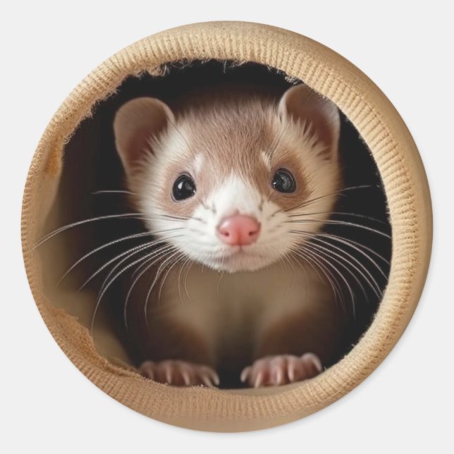 Baby Ferret Face - Niedlich Ferrets Runder Aufkleber (Vorderseite)
