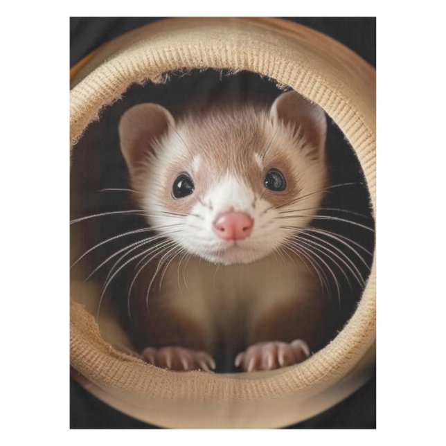 Baby Ferret Face - Niedlich Ferrets Tischdecke (Vorderseite)