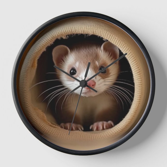 Baby Ferret Face - Niedlich Ferrets Uhr (Vorderseite)