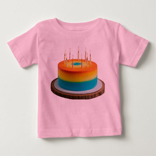 Baby Fine Jersey Birthday Cake Baby T-shirt (Vorderseite)